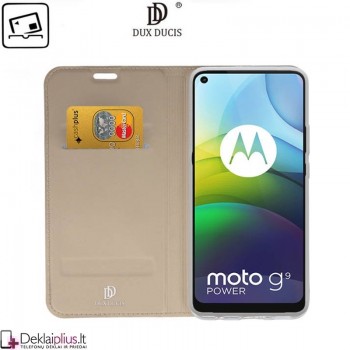 Dux Ducis dirbtinės odos atverčiamas dėklas - auksinės spalvos (Motorola Moto G9 Power)